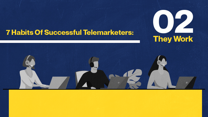 graphic illustration of telemarketers at work